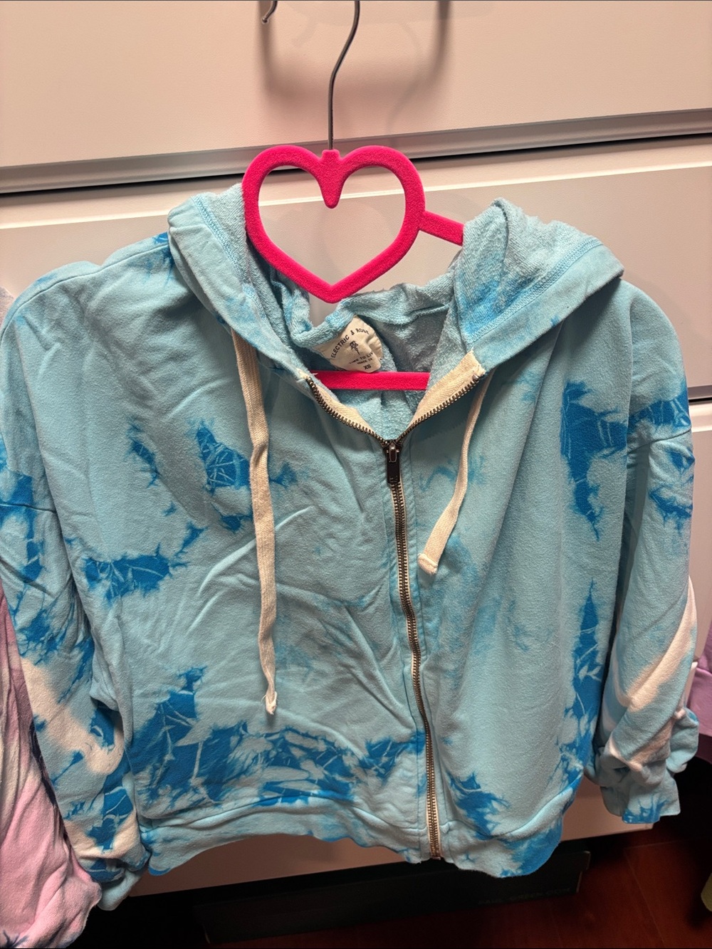 Electric & Rose Light Blue Tie-Dye Zip Hoodie